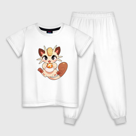 Детская пижама хлопок с принтом Мяут в Санкт-Петербурге, 100% хлопок |  брюки и футболка прямого кроя, без карманов, на брюках мягкая резинка на поясе и по низу штанин
 | аниме | мяут | покемон