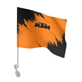 Флаг для автомобиля с принтом KTM в Санкт-Петербурге, 100% полиэстер | Размер: 30*21 см | enduro | ktm | moto | motocycle | sportmotorcycle | ктм | мото | мотоспорт
