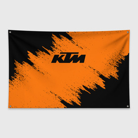 Флаг-баннер с принтом KTM в Санкт-Петербурге, 100% полиэстер | размер 67 х 109 см, плотность ткани — 95 г/м2; по краям флага есть четыре люверса для крепления | enduro | ktm | moto | motocycle | sportmotorcycle | ктм | мото | мотоспорт