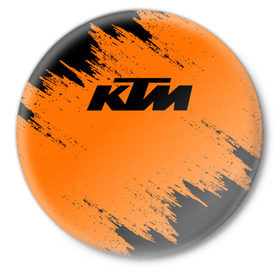 Значок с принтом KTM в Санкт-Петербурге,  металл | круглая форма, металлическая застежка в виде булавки | enduro | ktm | moto | motocycle | sportmotorcycle | ктм | мото | мотоспорт