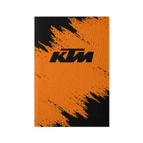 Обложка для паспорта матовая кожа с принтом KTM в Санкт-Петербурге, натуральная матовая кожа | размер 19,3 х 13,7 см; прозрачные пластиковые крепления | enduro | ktm | moto | motocycle | sportmotorcycle | ктм | мото | мотоспорт