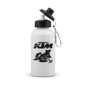 Бутылка спортивная с принтом KTM в Санкт-Петербурге, металл | емкость — 500 мл, в комплекте две пластиковые крышки и карабин для крепления | enduro | ktm | moto | motocycle | sportmotorcycle | ктм | мото | мотоспорт