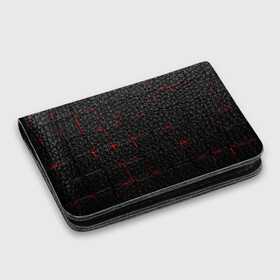 Картхолдер с принтом с принтом 3D Плиты Red & Black в Санкт-Петербурге, натуральная матовая кожа | размер 7,3 х 10 см; кардхолдер имеет 4 кармана для карт; | 3d | 3д | 3д полосы | led | led подсветка | красночерный | красный | полосы | свет | свечение | текстуры | черно красный | черный