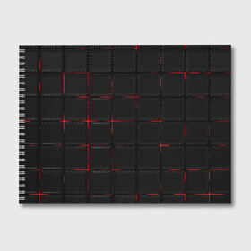 Альбом для рисования с принтом 3D Плиты Red & Black в Санкт-Петербурге, 100% бумага
 | матовая бумага, плотность 200 мг. | Тематика изображения на принте: 3d | 3д | 3д полосы | led | led подсветка | красночерный | красный | полосы | свет | свечение | текстуры | черно красный | черный