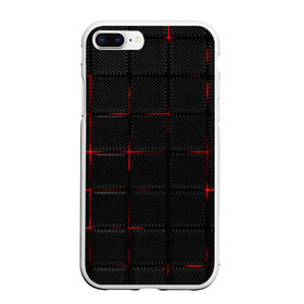 Чехол для iPhone 7Plus/8 Plus матовый с принтом 3D Плиты Red & Black в Санкт-Петербурге, Силикон | Область печати: задняя сторона чехла, без боковых панелей | Тематика изображения на принте: 3d | 3д | 3д полосы | led | led подсветка | красночерный | красный | полосы | свет | свечение | текстуры | черно красный | черный