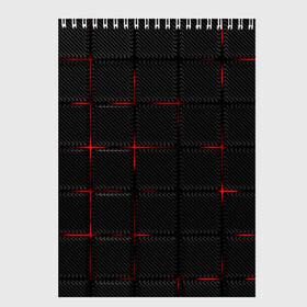 Скетчбук с принтом 3D Плиты Red & Black в Санкт-Петербурге, 100% бумага
 | 48 листов, плотность листов — 100 г/м2, плотность картонной обложки — 250 г/м2. Листы скреплены сверху удобной пружинной спиралью | Тематика изображения на принте: 3d | 3д | 3д полосы | led | led подсветка | красночерный | красный | полосы | свет | свечение | текстуры | черно красный | черный