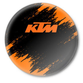 Значок с принтом KTM в Санкт-Петербурге,  металл | круглая форма, металлическая застежка в виде булавки | enduro | ktm | moto | moto sport | motocycle | sportmotorcycle | ктм | мото | мото спорт | мотоспорт | спорт мото