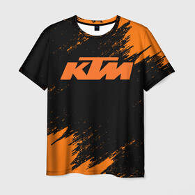 Мужская футболка 3D с принтом KTM в Санкт-Петербурге, 100% полиэфир | прямой крой, круглый вырез горловины, длина до линии бедер | Тематика изображения на принте: enduro | ktm | moto | moto sport | motocycle | sportmotorcycle | ктм | мото | мото спорт | мотоспорт | спорт мото