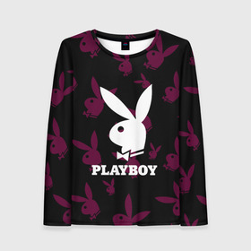 Женский лонгслив 3D с принтом PLAYBOY в Санкт-Петербурге, 100% полиэстер | длинные рукава, круглый вырез горловины, полуприлегающий силуэт | brand | brazzers | fake taxi | faketaxi | hub | mode | playboy | бразерс | бренд | мода | фейк такси