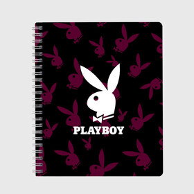 Тетрадь с принтом PLAYBOY в Санкт-Петербурге, 100% бумага | 48 листов, плотность листов — 60 г/м2, плотность картонной обложки — 250 г/м2. Листы скреплены сбоку удобной пружинной спиралью. Уголки страниц и обложки скругленные. Цвет линий — светло-серый
 | brand | brazzers | fake taxi | faketaxi | hub | mode | playboy | бразерс | бренд | мода | фейк такси