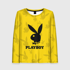 Женский лонгслив 3D с принтом PLAYBOY в Санкт-Петербурге, 100% полиэстер | длинные рукава, круглый вырез горловины, полуприлегающий силуэт | brand | brazzers | fake taxi | faketaxi | hub | mode | playboy | бразерс | бренд | мода | фейк такси