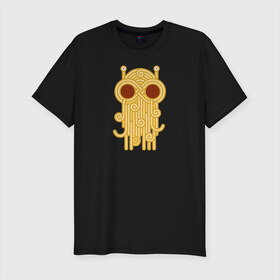 Мужская футболка хлопок Slim с принтом The flying spaghetti monster в Санкт-Петербурге, 92% хлопок, 8% лайкра | приталенный силуэт, круглый вырез ворота, длина до линии бедра, короткий рукав | Тематика изображения на принте: food | fsm | monster | ежа | лапша | монстр | паста