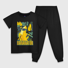 Детская пижама хлопок с принтом BANANATOR в Санкт-Петербурге, 100% хлопок |  брюки и футболка прямого кроя, без карманов, на брюках мягкая резинка на поясе и по низу штанин
 | банан | босс | дизайн | еда | желтый | подарок | стиль | терминатор