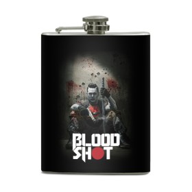 Фляга с принтом BloodShot в Санкт-Петербурге, металлический корпус | емкость 0,22 л, размер 125 х 94 мм. Виниловая наклейка запечатывается полностью | bloodshot | valiant | vin diesel | бладшот | вин дизель | кино | фильм | фильм 2020