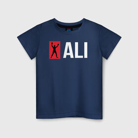 Детская футболка хлопок с принтом ALI в Санкт-Петербурге, 100% хлопок | круглый вырез горловины, полуприлегающий силуэт, длина до линии бедер | ali | boxer | boxing | fighting | muhammad | muhammed | али | мухаммед