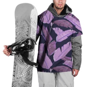 Накидка на куртку 3D с принтом Tropical leaves 4 purple в Санкт-Петербурге, 100% полиэстер |  | leaves | palms. тропические | tropical | листья | пальмы