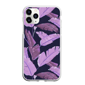 Чехол для iPhone 11 Pro матовый с принтом Tropical leaves 4 purple в Санкт-Петербурге, Силикон |  | leaves | palms. тропические | tropical | листья | пальмы
