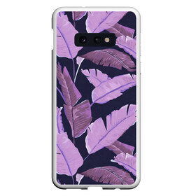 Чехол для Samsung S10E с принтом Tropical leaves 4 purple в Санкт-Петербурге, Силикон | Область печати: задняя сторона чехла, без боковых панелей | leaves | palms. тропические | tropical | листья | пальмы