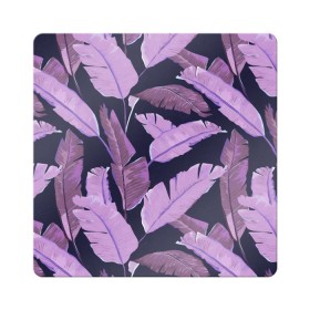 Магнит виниловый Квадрат с принтом Tropical leaves 4 purple в Санкт-Петербурге, полимерный материал с магнитным слоем | размер 9*9 см, закругленные углы | Тематика изображения на принте: leaves | palms. тропические | tropical | листья | пальмы