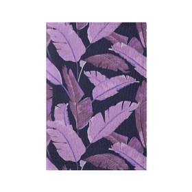 Обложка для паспорта матовая кожа с принтом Tropical leaves 4 purple в Санкт-Петербурге, натуральная матовая кожа | размер 19,3 х 13,7 см; прозрачные пластиковые крепления | Тематика изображения на принте: leaves | palms. тропические | tropical | листья | пальмы