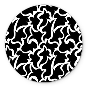 Коврик для мышки круглый с принтом Чёрно-белая мозаика в Санкт-Петербурге, резина и полиэстер | круглая форма, изображение наносится на всю лицевую часть | абстракция | белый | бесшовный | декоративный | дублировать | мозаика | орнамент | пазл | повторять | пятна | узор | чёрный