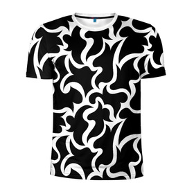 Мужская футболка 3D спортивная с принтом Чёрно-белая мозаика в Санкт-Петербурге, 100% полиэстер с улучшенными характеристиками | приталенный силуэт, круглая горловина, широкие плечи, сужается к линии бедра | абстракция | белый | бесшовный | декоративный | дублировать | мозаика | орнамент | пазл | повторять | пятна | узор | чёрный