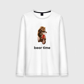 Мужской лонгслив хлопок с принтом Bear time в Санкт-Петербурге, 100% хлопок |  | bear | bear time | bike | moto | motorbike | motorcycle | scooter | медведь | миша | мишка | мопед | мото | мотоцикл