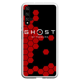 Чехол для Honor 20 с принтом Ghost в Санкт-Петербурге, Силикон | Область печати: задняя сторона чехла, без боковых панелей | Тематика изображения на принте: ghost of tsushima | playstation 4 | бесшумный | дзин | красный листок | монгол | монголы | монгольская империя | призрак | самураи | самурай | хан | цусима | япония