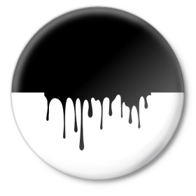 Значок с принтом Drop в Санкт-Петербурге,  металл | круглая форма, металлическая застежка в виде булавки | Тематика изображения на принте: белые | капля | черно белые | черные