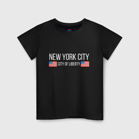 Детская футболка хлопок с принтом NEW YORK в Санкт-Петербурге, 100% хлопок | круглый вырез горловины, полуприлегающий силуэт, длина до линии бедер | america | city | new | ny | of | states | united | usa | york | америка | американская | америки | йорк | нью | нью йорк | свобода | сша | туризм | туристическая | флаг | флаги
