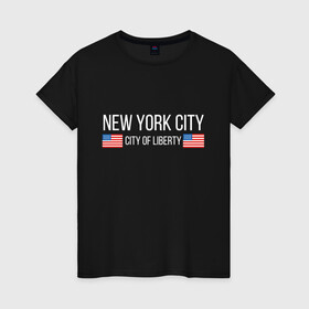 Женская футболка хлопок с принтом NEW YORK в Санкт-Петербурге, 100% хлопок | прямой крой, круглый вырез горловины, длина до линии бедер, слегка спущенное плечо | america | city | new | ny | of | states | united | usa | york | америка | американская | америки | йорк | нью | нью йорк | свобода | сша | туризм | туристическая | флаг | флаги