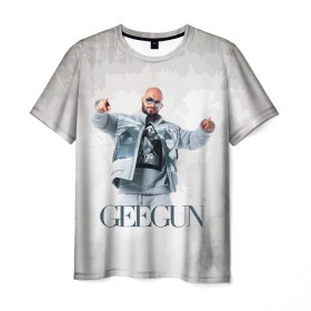 Мужская футболка 3D с принтом Джиган в Санкт-Петербурге, 100% полиэфир | прямой крой, круглый вырез горловины, длина до линии бедер | Тематика изображения на принте: geegun | rap | джиган | музыка | реп | репер | хип хоп