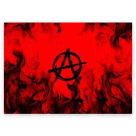 Поздравительная открытка с принтом АНАРХИЯ в Санкт-Петербурге, 100% бумага | плотность бумаги 280 г/м2, матовая, на обратной стороне линовка и место для марки
 | anarchy | bright | fire | flame | heat | light | riot | rock | wildfire | анархия | бунт | знаки | искры | музыка | огненный | огонь | панки | пламя | пожар | рок | символ