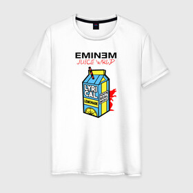 Мужская футболка хлопок с принтом Eminem Juice WRLD Godzilla в Санкт-Петербурге, 100% хлопок | прямой крой, круглый вырез горловины, длина до линии бедер, слегка спущенное плечо. | 100 сок | eminem | godzilla | juice | juice wrld | logo | music | rap | альбом | годзилла | джус | джюс | лейбл | лирика | лирический | лого | логотип | рэп | сок | трубочка | эминем