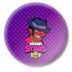 Значок с принтом Brawl stars Брок в Санкт-Петербурге,  металл | круглая форма, металлическая застежка в виде булавки | Тематика изображения на принте: brawl | brawl stars | brawlstars | brawl_stars | jessie | бравл | бравлстарс | брок | ворон