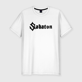 Мужская футболка хлопок Slim с принтом SABATON в Санкт-Петербурге, 92% хлопок, 8% лайкра | приталенный силуэт, круглый вырез ворота, длина до линии бедра, короткий рукав | sabaton | даниель муллбак | йоаким броден | крис рёланд | оскар монтелиус | пэр сундстрём | рикард сунден | сабатон | тоббе энглунд | томми юханссон | ханнес ван дал