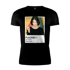 Мужская футболка премиум с принтом PLACEBO Brain Molko в Санкт-Петербурге, 92% хлопок, 8% лайкра | приталенный силуэт, круглый вырез ворота, длина до линии бедра, короткий рукав | placebo | wyin20 | альтернативный рок | рок | рок группа