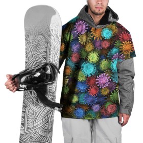Накидка на куртку 3D с принтом Разноцветные вирусы в Санкт-Петербурге, 100% полиэстер |  | Тематика изображения на принте: coronavirus | virus | вирус | врач | доктор | инфекция | коронавирус | медицина | паттерн | радуга