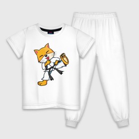 Детская пижама хлопок с принтом Каратэ Лис в Санкт-Петербурге, 100% хлопок |  брюки и футболка прямого кроя, без карманов, на брюках мягкая резинка на поясе и по низу штанин
 | fox | foxy | боевые искусства | карате | каратэ | кимоно | лис | лиса | лисичка | рисунок