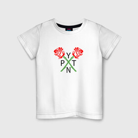 Детская футболка хлопок с принтом PAYTON MOORMEIER (НА СПИНЕ) в Санкт-Петербурге, 100% хлопок | круглый вырез горловины, полуприлегающий силуэт, длина до линии бедер | flower | payton moormeier | roses | tiktok | блогер | пейтон | пейтон моормиер | розы | тикток | тиктокер | цветы | ютубер
