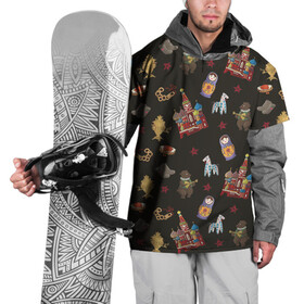 Накидка на куртку 3D с принтом Москва символика в Санкт-Петербурге, 100% полиэстер |  | doodling | pattern | textures | tiles | балалайка | дудлинг | коллаж | кремль | матрешка | медведь | москва | паттерны | россия | тайлы | текстуры | фон