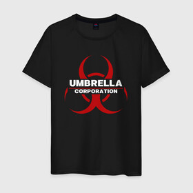 Мужская футболка хлопок с принтом Umbrella в Санкт-Петербурге, 100% хлопок | прямой крой, круглый вырез горловины, длина до линии бедер, слегка спущенное плечо. | biohazard | corporation | nemesis | resident evil | umbrella | virus | амбрела | амбрелла | биологическая угроза | вирус | зонт | обитель зла | резидент ивл