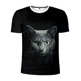 Мужская футболка 3D спортивная с принтом Кот в Санкт-Петербурге, 100% полиэстер с улучшенными характеристиками | приталенный силуэт, круглая горловина, широкие плечи, сужается к линии бедра | animal | animals | beast | black | cat | kitten | британец | британка | животное | животные | зверек | зверь | кот | котейка | котенок | котики | котэ | кошка | кошки | черная