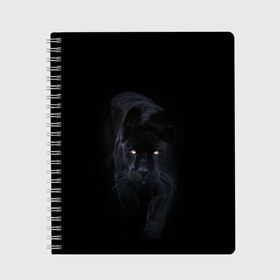 Тетрадь с принтом Пантера в Санкт-Петербурге, 100% бумага | 48 листов, плотность листов — 60 г/м2, плотность картонной обложки — 250 г/м2. Листы скреплены сбоку удобной пружинной спиралью. Уголки страниц и обложки скругленные. Цвет линий — светло-серый
 | Тематика изображения на принте: animal | animals | beast | black | cat | kitten | phanter | животное | животные | зверек | зверь | кот | котики | кошка | кошки | пантера | черная