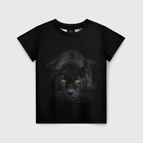 Детская футболка 3D с принтом Пантера в Санкт-Петербурге, 100% гипоаллергенный полиэфир | прямой крой, круглый вырез горловины, длина до линии бедер, чуть спущенное плечо, ткань немного тянется | animal | animals | beast | black | cat | kitten | phanter | животное | животные | зверек | зверь | кот | котики | кошка | кошки | пантера | черная