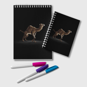Блокнот с принтом Гибрид в Санкт-Петербурге, 100% бумага | 48 листов, плотность листов — 60 г/м2, плотность картонной обложки — 250 г/м2. Листы скреплены удобной пружинной спиралью. Цвет линий — светло-серый
 | Тематика изображения на принте: animal | beast | black | camel | cheetah | hybrid | leopard | верблюд | гепард | гибрид | животное | зверь | леопард | черный