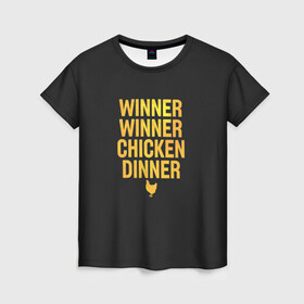 Женская футболка 3D с принтом Pubg Top #1 в Санкт-Петербурге, 100% полиэфир ( синтетическое хлопкоподобное полотно) | прямой крой, круглый вырез горловины, длина до линии бедер | chicken | dinner | guns | mobile | pubg | top 1 | winner | пабг