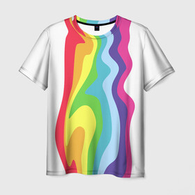 Мужская футболка 3D с принтом Радуга (Oko) в Санкт-Петербурге, 100% полиэфир | прямой крой, круглый вырез горловины, длина до линии бедер | 1 | oko | апреля | биба | боба | весело | друг | единорог | единорожка | лайки | око | подруга | прикол | радуга | радужный | разноцветная | река | смайл | смешно | тошнит | треш | улыбка | фон | цвета | цветная
