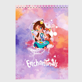 Скетчбук с принтом Enchantimals в Санкт-Петербурге, 100% бумага
 | 48 листов, плотность листов — 100 г/м2, плотность картонной обложки — 250 г/м2. Листы скреплены сверху удобной пружинной спиралью | Тематика изображения на принте: enchantimals | детское | для девочек | зверюшки | игрушки | куклы | энчантималс