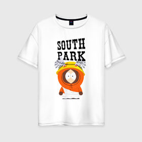 Женская футболка хлопок Oversize с принтом South Park Кенни в Санкт-Петербурге, 100% хлопок | свободный крой, круглый ворот, спущенный рукав, длина до линии бедер
 | south park | баттерс | кайл | кени | кеннет | кенни | мультик | саус парк | стэнли | эрик | южный парк